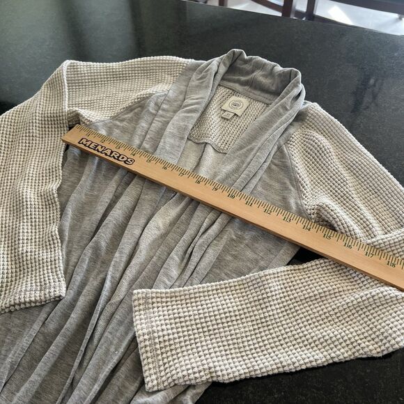 Lucky Lotus Open Front Waffle-Knit Drape Cardigan Gray Longline Women’s XS M - Picture 13 of 15